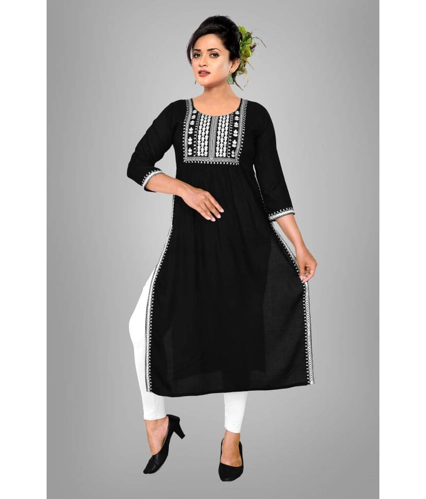     			HAYA - Black Rayon Women's Straight Kurti ( Pack of 1 )