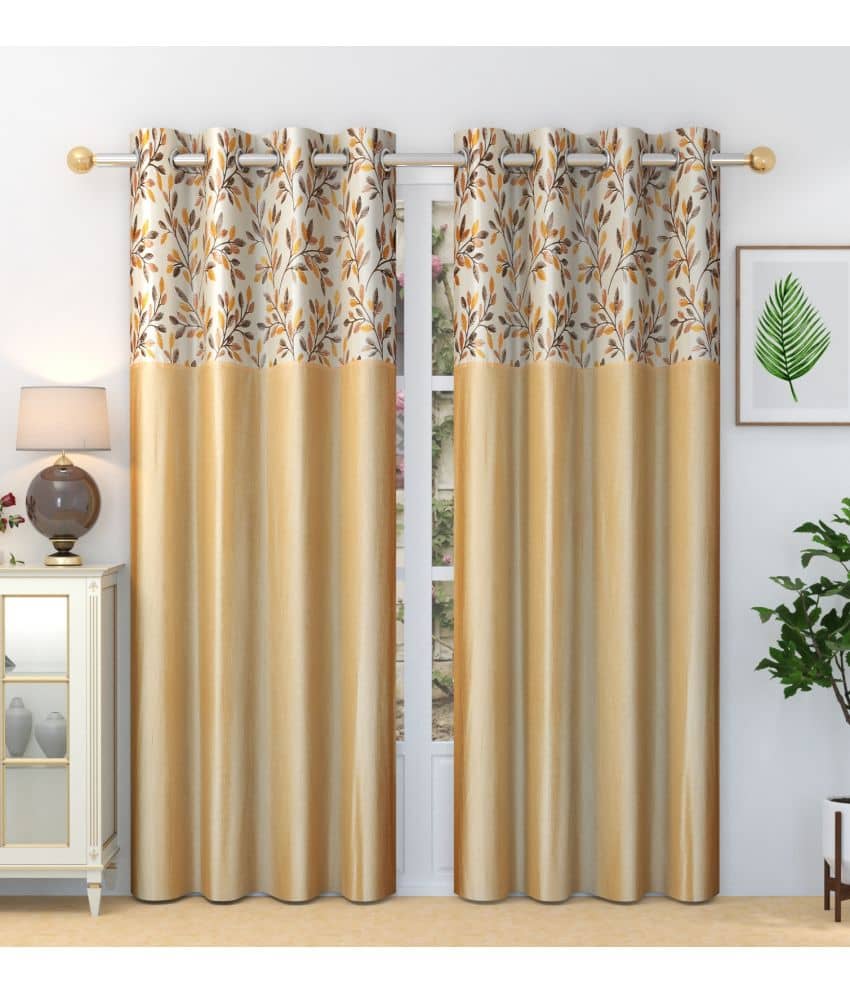 Homefab India Nature Blackout Eyelet Window Curtain 5ft (Pack of 2) - Beige