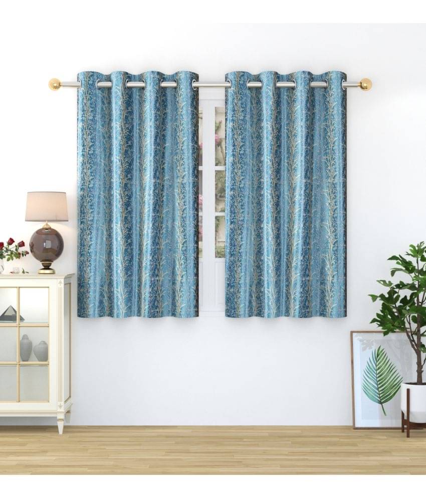     			Homefab India Abstract Blackout Eyelet Window Curtain 5ft (Pack of 2) - Blue