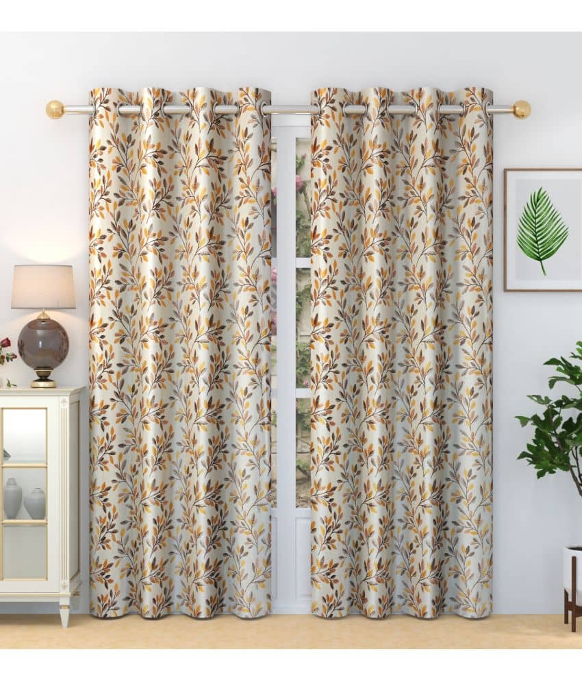 Homefab India Nature Blackout Eyelet Door Curtain 7ft (Pack of 2) - Brown