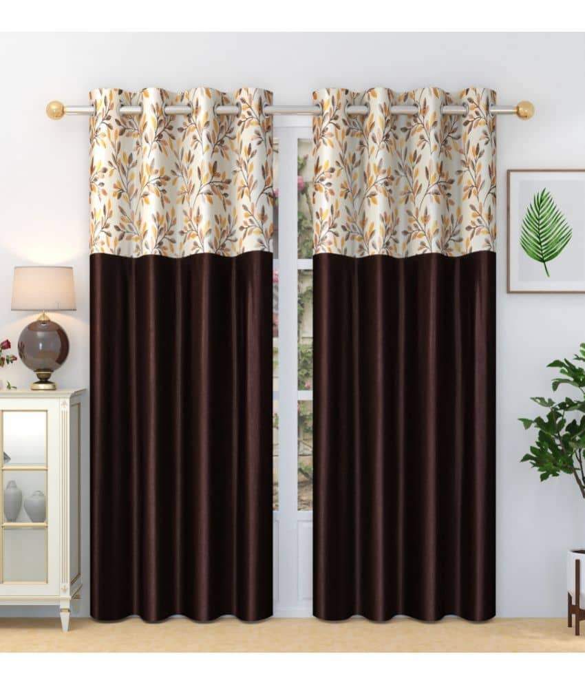 Homefab India Nature Blackout Eyelet Door Curtain 7ft (Pack of 2) - Coffee