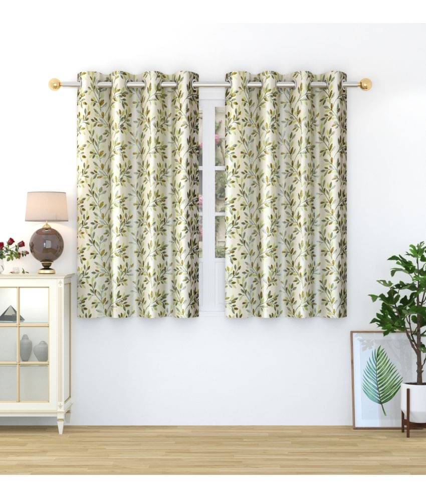 Homefab India Nature Blackout Eyelet Window Curtain 5ft (Pack of 2) - Green Homefab India Nature Blackout Eyelet Window Curtain 5ft (Pack of 2) - Green