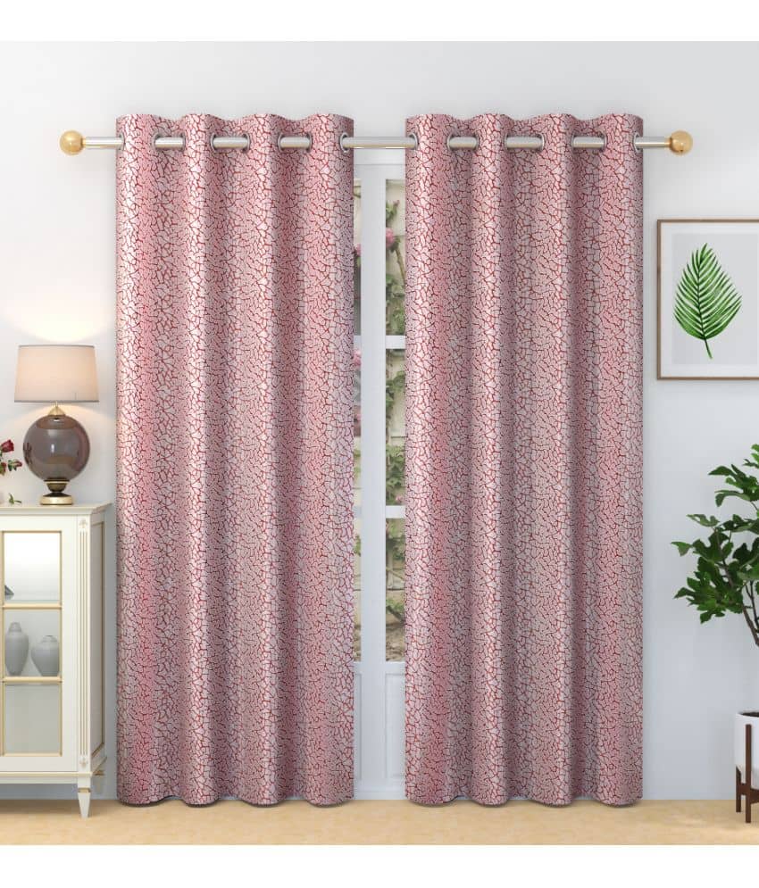Homefab India Abstract Blackout Eyelet Long Door Curtain 9ft (Pack of 2) - Maroon