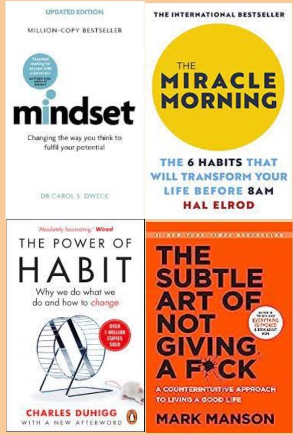     			MindSet + Miracle Morning+The Power of Habit + The Subtle Art