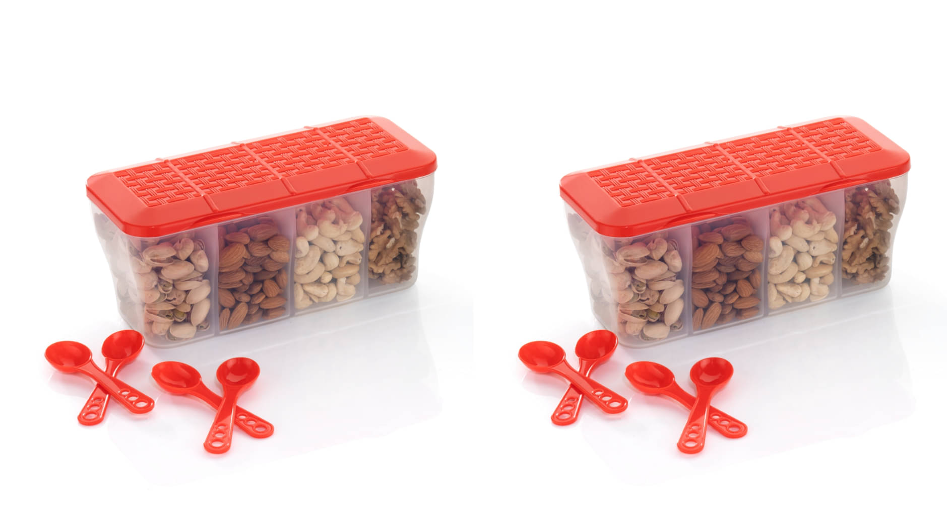     			OFFYX - Dry Fruit Container Plastic Red Food Container ( Set of 2 )