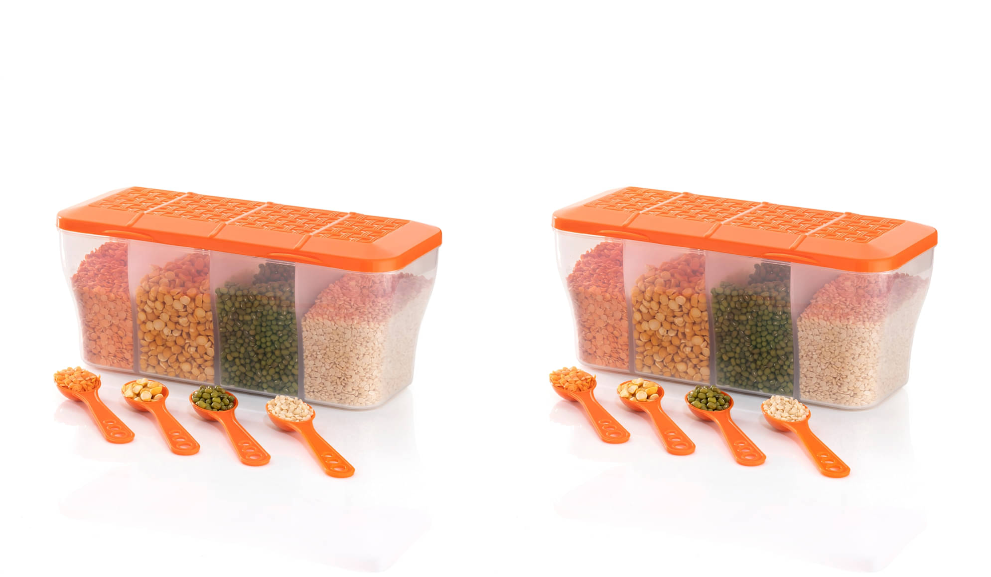     			OFFYX - Grocery Container Plastic Orange Dal Container ( Set of 2 )