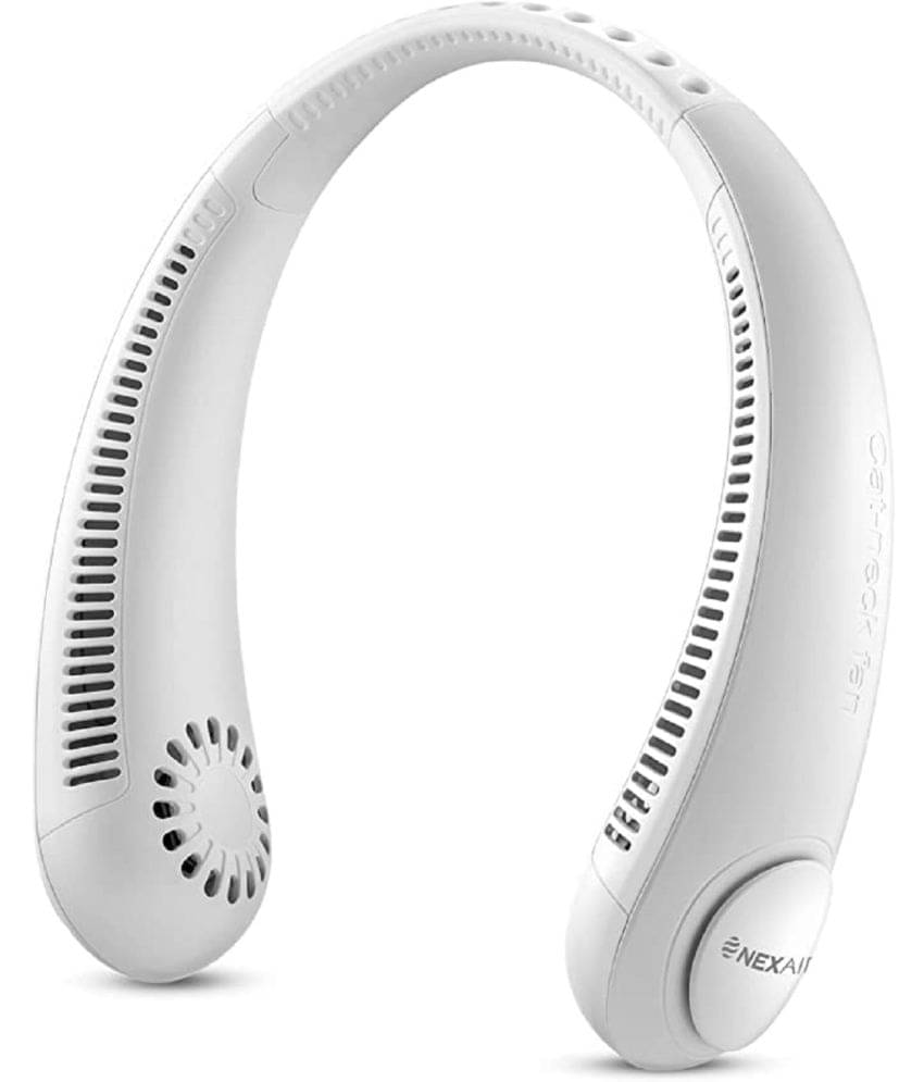     			Ramdev Enterprise Portable Neck Fan, Hands Free Bladeless Fan, 1800 mAh Battery Wearable Personal Fan, Leafless, Rechargeable, Headphone Design, USB Powered Desk Fan,3 Speed (1800 mAH Battery (White)).