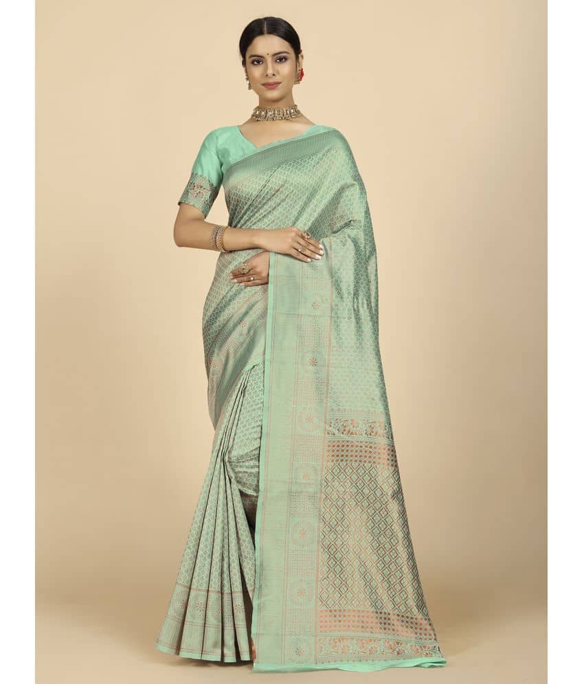 BLEESBURY Banarasi Silk Woven Saree With Unstitched Blouse Piece ( Pink ) - Sarees | Buy online on ZillyBuy