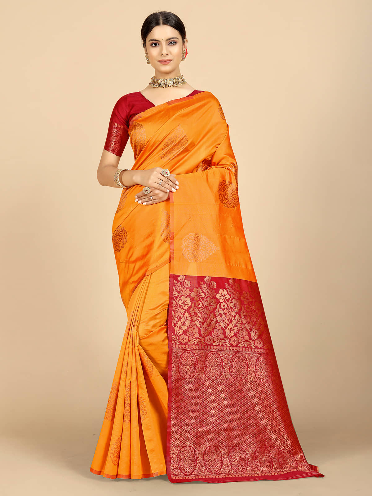 BLEESBURY Banarasi Silk Woven Saree With Unstitched Blouse Piece ( White ) - Sarees | Buy online on ZillyBuy