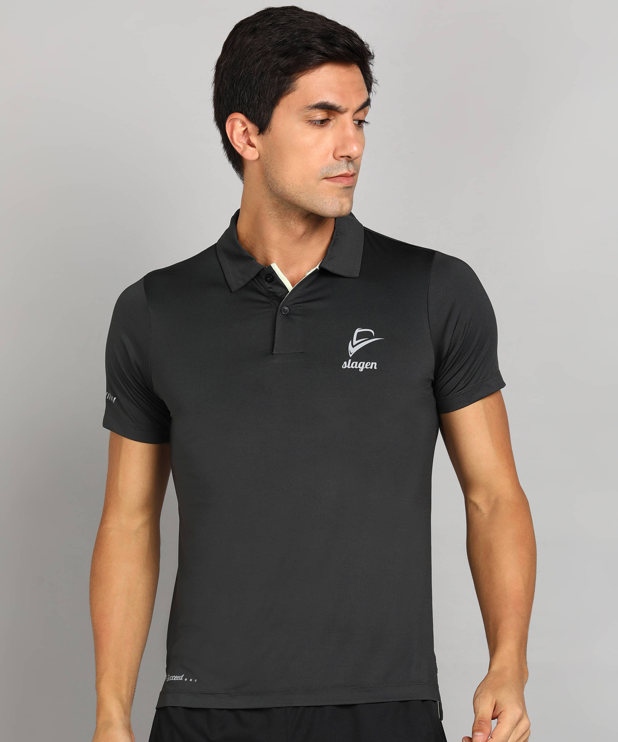 SLAGEN - Grey Polyester Regular Fit Men's Sports Polo T-Shirt ( Pack of 1 ) SLAGEN - Grey Polyester Regular Fit Men's Sports Polo T-Shirt ( Pack of 1 )