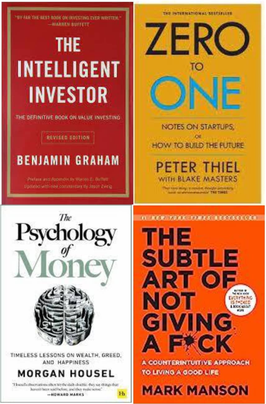 The Intelligent Investor + Zero to One+ The Psychology of Money + The Subtle Art