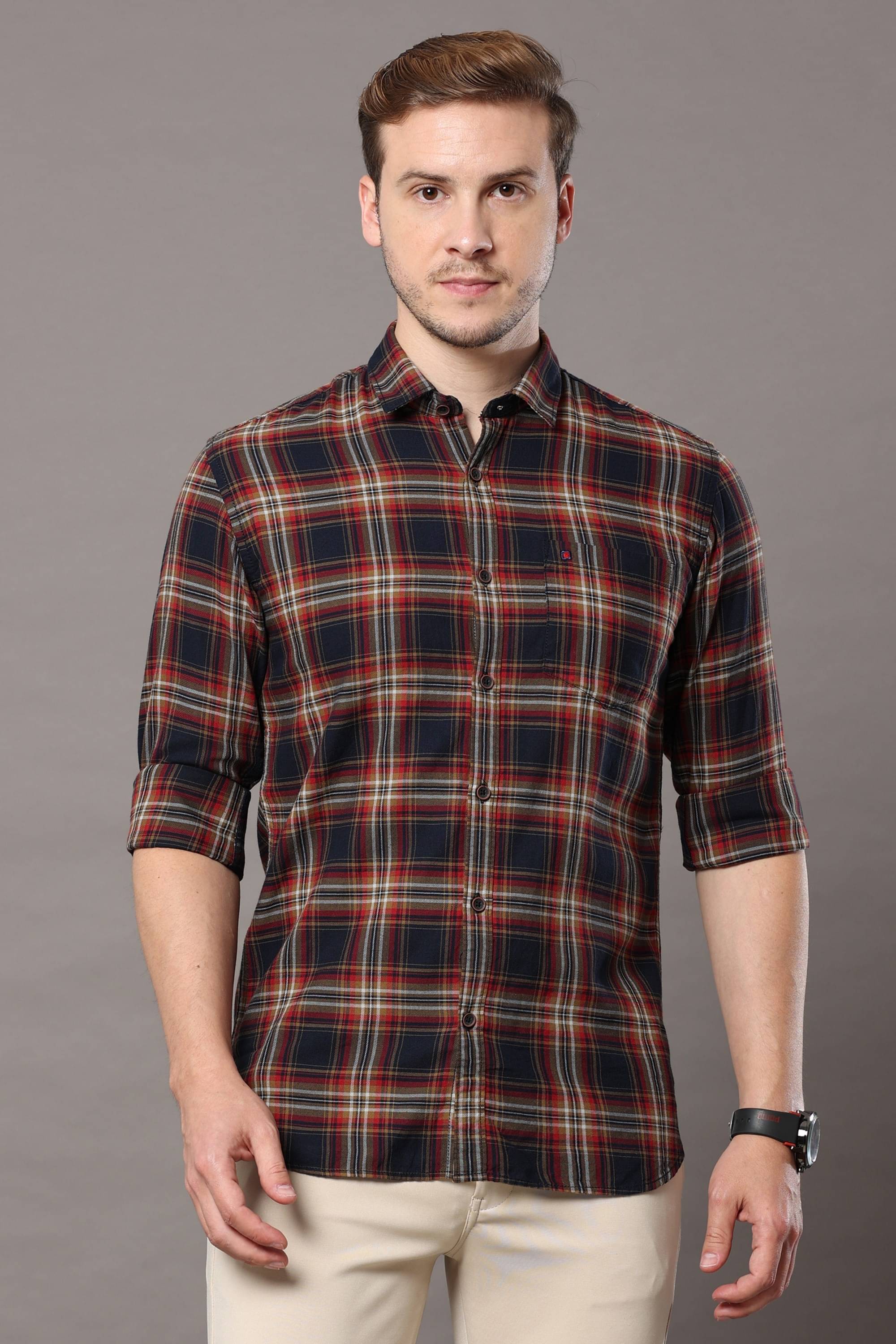    			Cool Colors - Brown 100% Cotton Slim Fit Men's Casual Shirt ( Pack of 1 )
