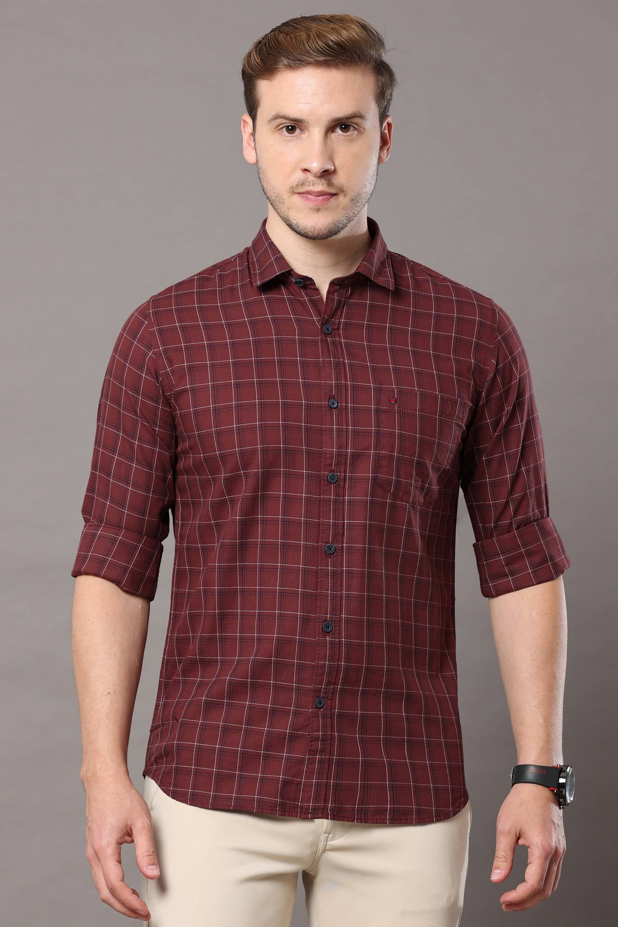 Cool Colors - Brown 100% Cotton Slim Fit Men's Casual Shirt ( Pack of 1 ) Cool Colors - Brown 100% Cotton Slim Fit Men's Casual Shirt ( Pack of 1 )
