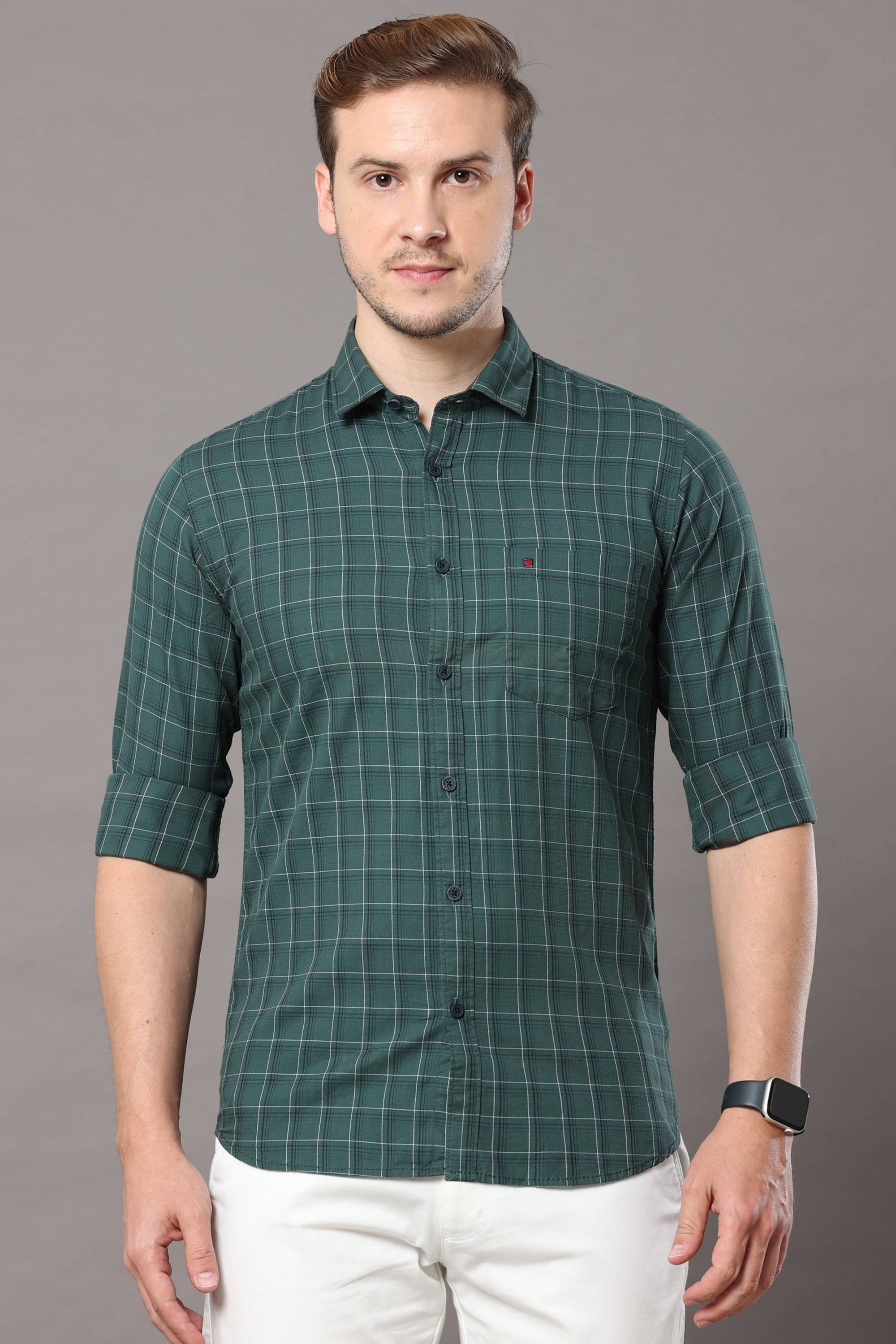     			Cool Colors - Green 100% Cotton Slim Fit Men's Casual Shirt ( Pack of 1 )