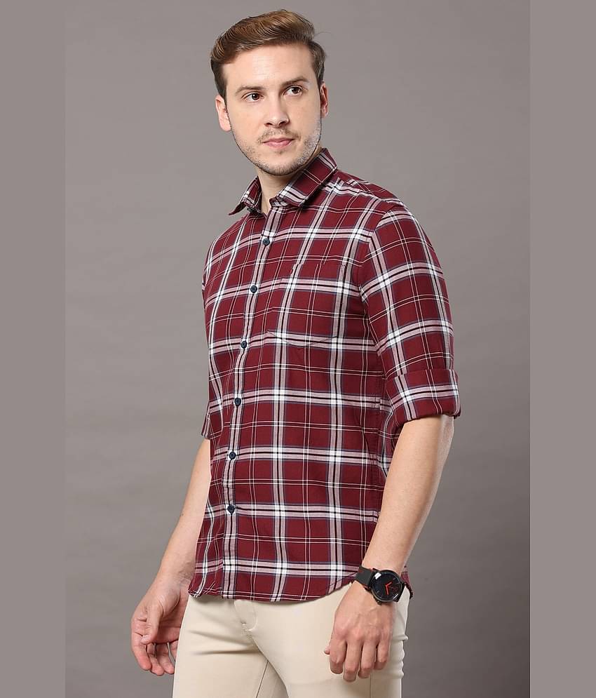 Cool Colors - Maroon 100% Cotton Slim Fit Men's Casual Shirt ( Pack of 1 )