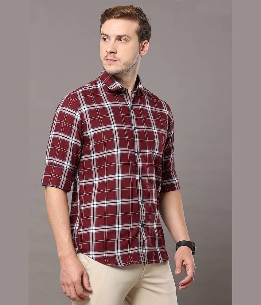 Cool Colors - Maroon 100% Cotton Slim Fit Men's Casual Shirt ( Pack of 1 )