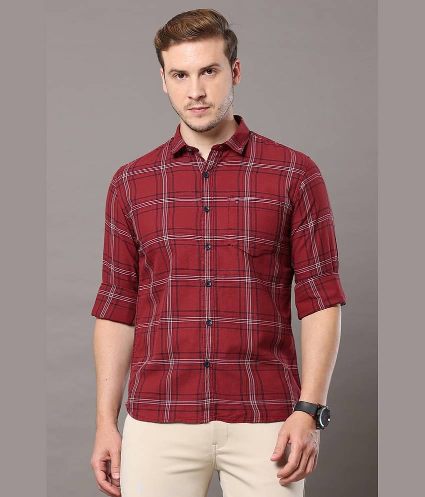 Cool Colors - Maroon 100% Cotton Slim Fit Men's Casual Shirt ( Pack of 1 )