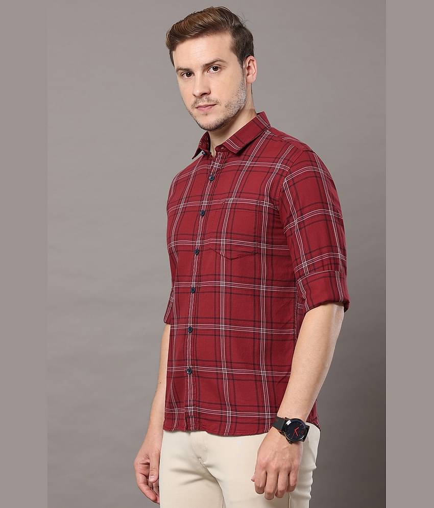 Cool Colors - Maroon 100% Cotton Slim Fit Men's Casual Shirt ( Pack of 1 )