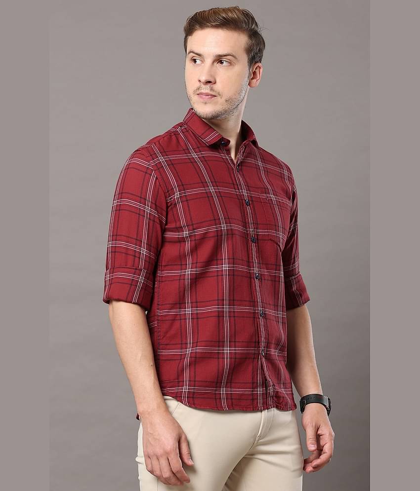 Cool Colors - Maroon 100% Cotton Slim Fit Men's Casual Shirt ( Pack of 1 )