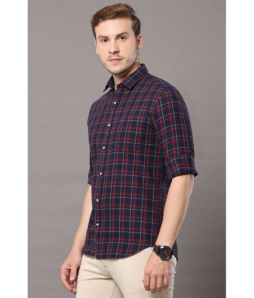 Cool Colors - Navy 100% Cotton Slim Fit Men's Casual Shirt ( Pack of 1 )