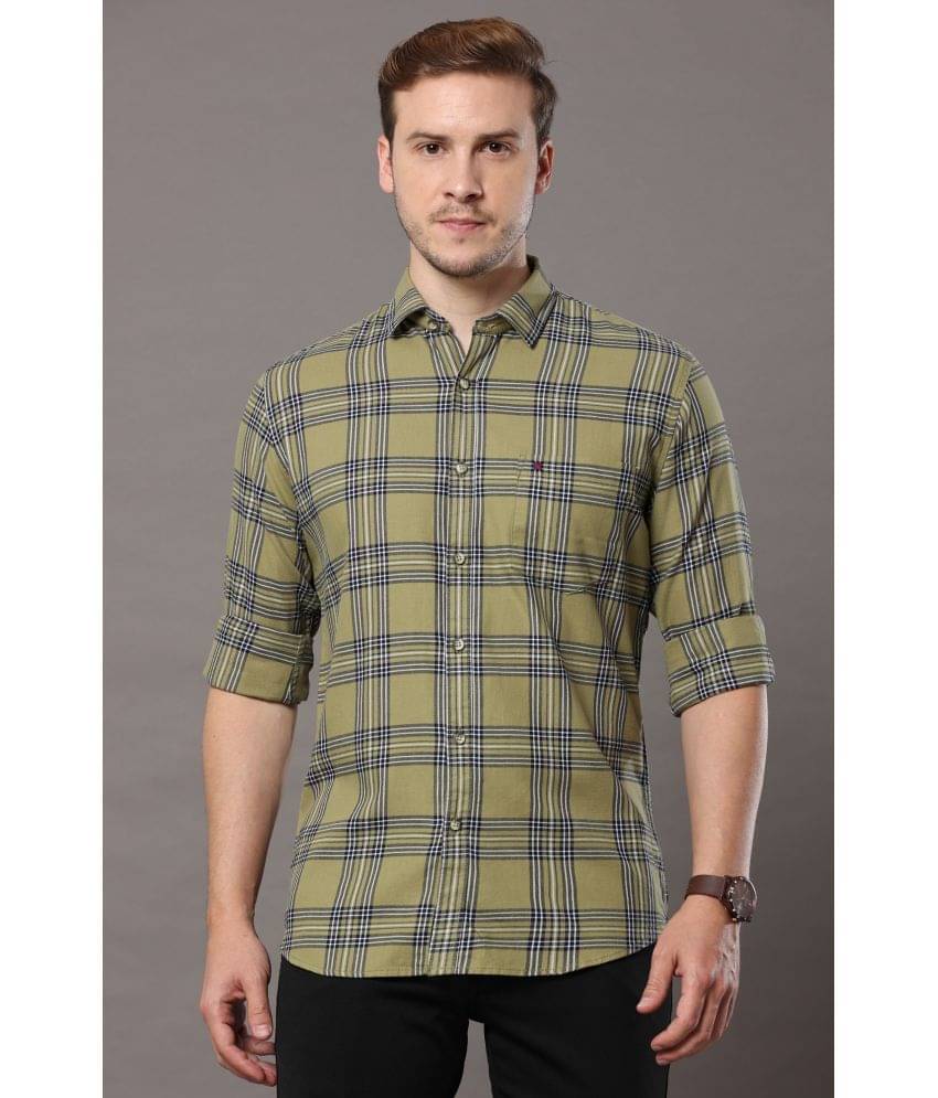 Cool Colors - Olive 100% Cotton Slim Fit Men's Casual Shirt ( Pack of 1 )     			Cool Colors - Olive 100% Cotton Slim Fit Men's Casual Shirt ( Pack of 1 )