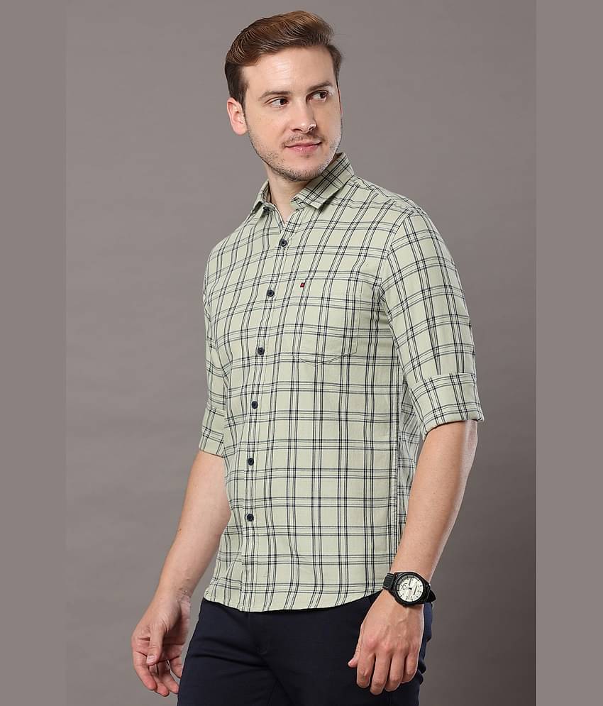 Cool Colors - Olive 100% Cotton Slim Fit Men's Casual Shirt ( Pack of 1 )