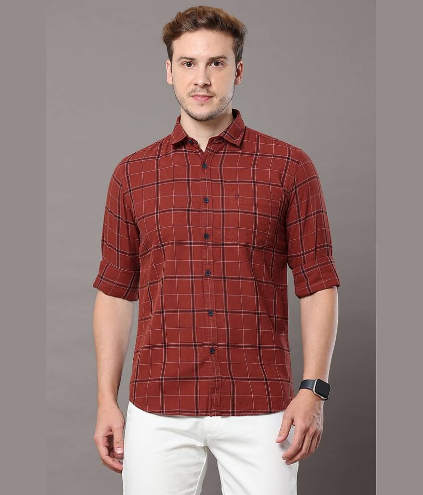 Cool Colors - Rust 100% Cotton Slim Fit Men's Casual Shirt ( Pack of 1 )