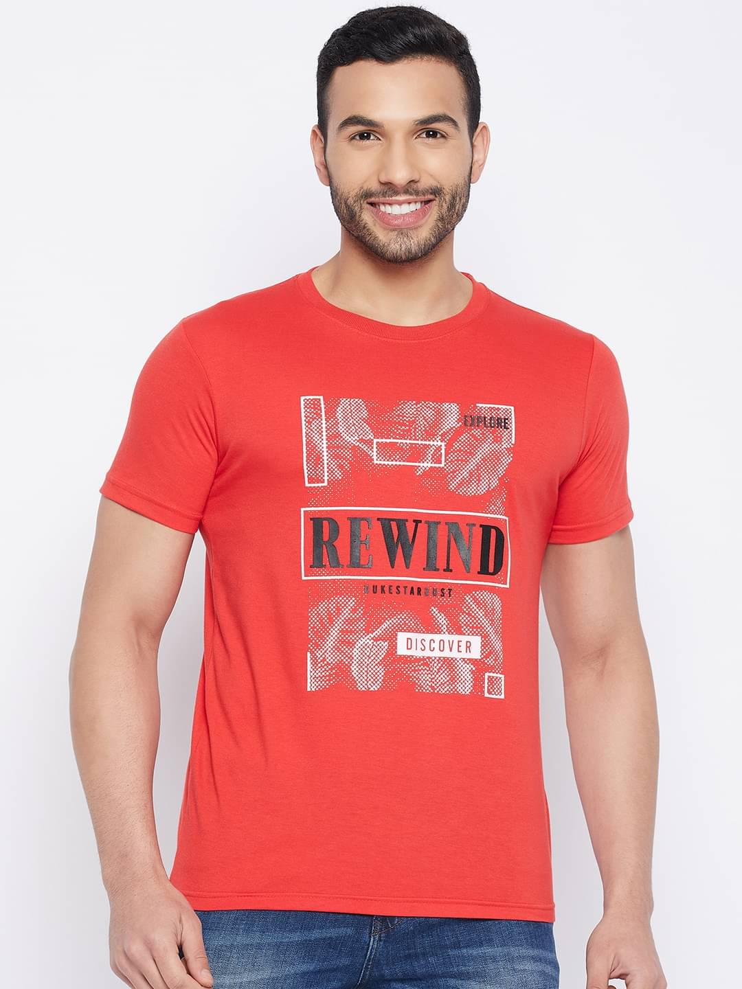 Duke Pack of 1 Cotton Blend Slim Fit Men's T-Shirt ( Red )     			Duke Pack of 1 Cotton Blend Slim Fit Men's T-Shirt ( Red )