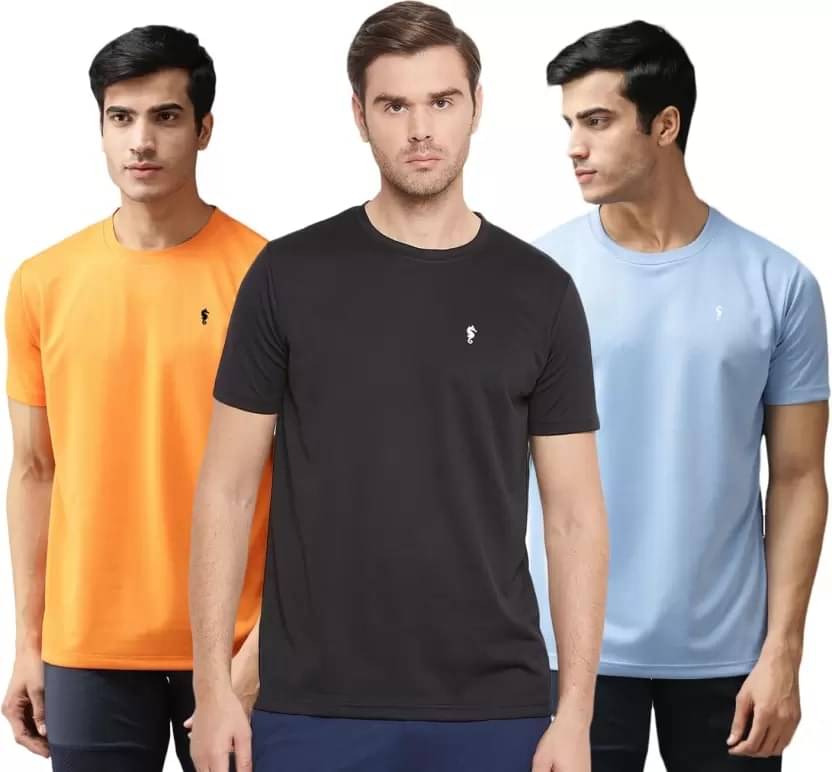     			EPPE Pack of 3 Polyester Regular Fit Men's T-Shirt ( Black )