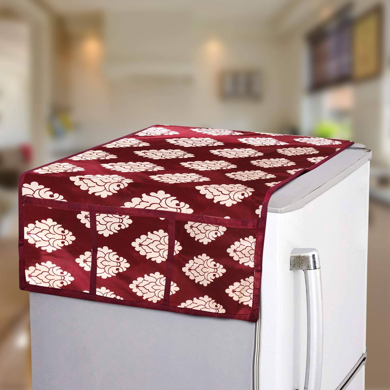     			Polyester Fridge Top Cover 55x97 Cm (Pack of 1) - Maroon