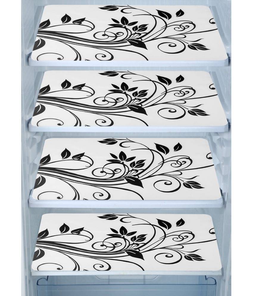 PVC Printed Rectangular Fridge Mats 29x44 cms ( Pack of 4 ) Multicolor PVC Printed Rectangular Fridge Mats 29x44 cms ( Pack of 4 ) Multicolor