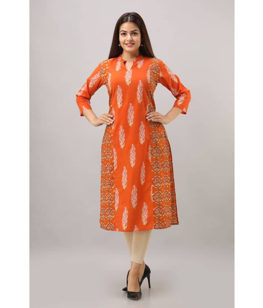 IRIDAA JAIPUR - Orange Cotton Women's Straight Kurti ( Pack of 1 ) - Kurtis, Tunics | Buy online on ZillyBuy