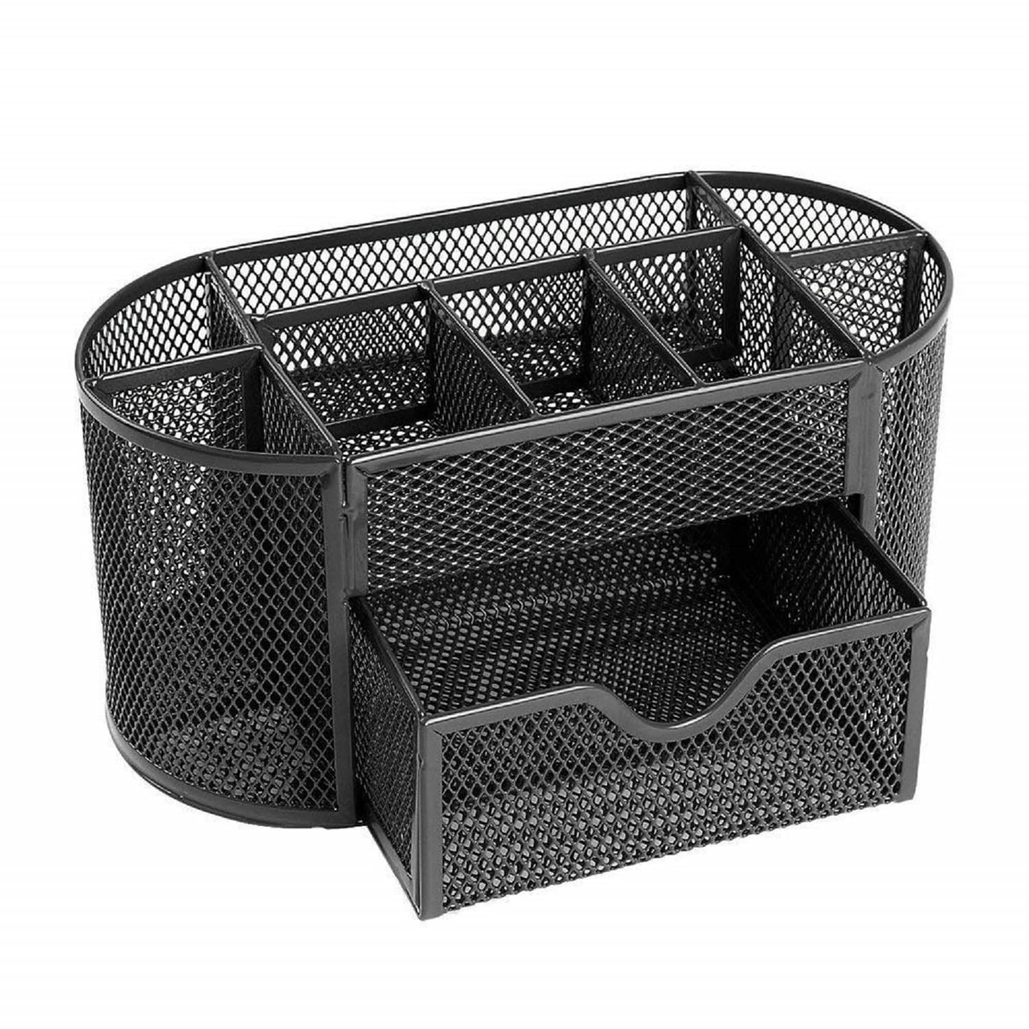JELLIFY 9 Compartments Metal Mesh Desk Organizer, Office Table with 1 Drawer Desktop Supplies (Black) JELLIFY 9 Compartments Metal Mesh Desk Organizer, Office Table with 1 Drawer Desktop Supplies (Black)