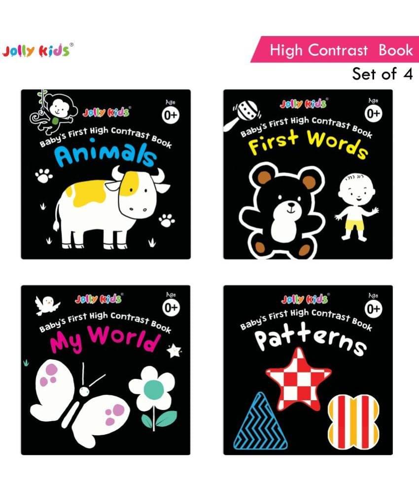     			Jolly Kids Baby's First High Contrast Board Books (Set of 4)| Black and White Board Books For Kids Ages 0 - 3 Years