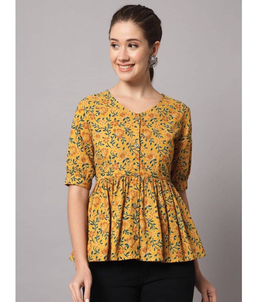     			Kbz Women's Cotton Peplum Top ( Yellow )