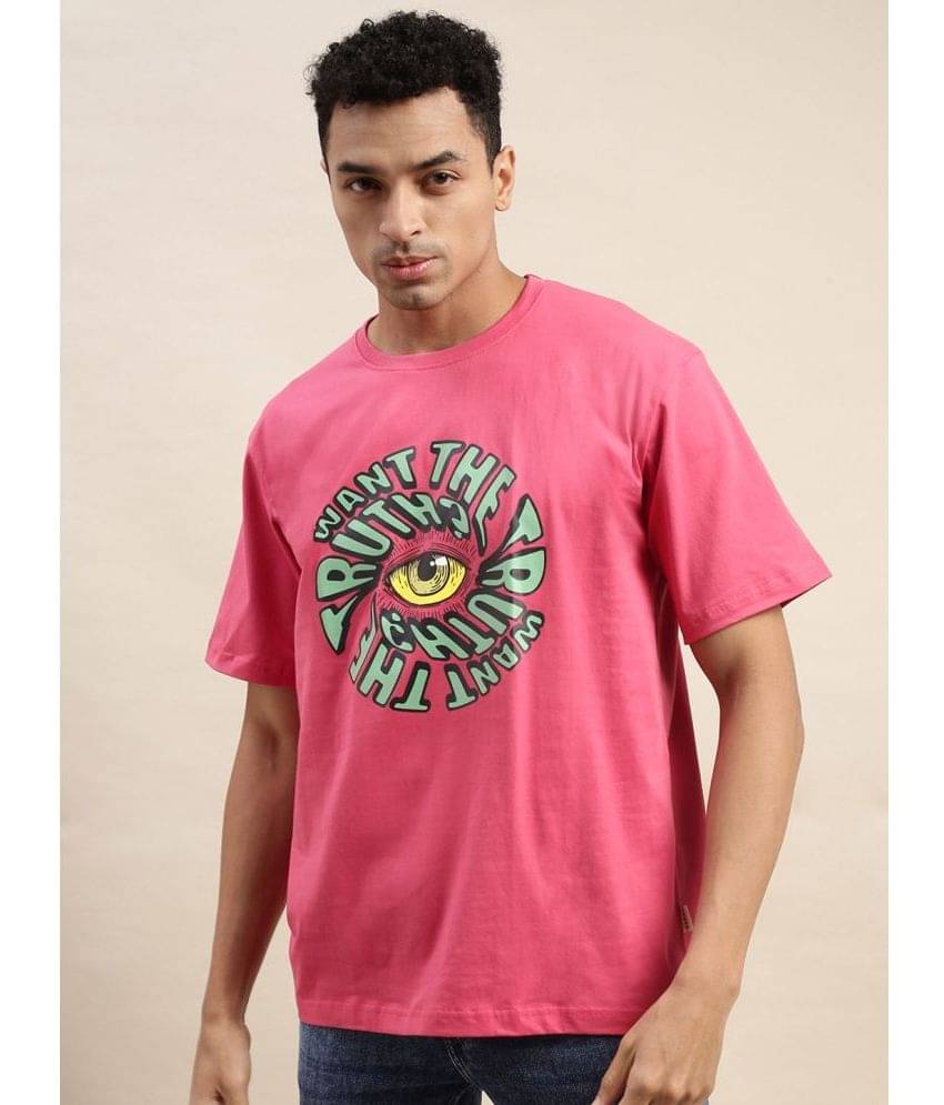 Veirdo Pack of 1 100% Cotton Oversized Fit Men's T-Shirt ( Pink ) Veirdo Pack of 1 100% Cotton Oversized Fit Men's T-Shirt ( Pink )