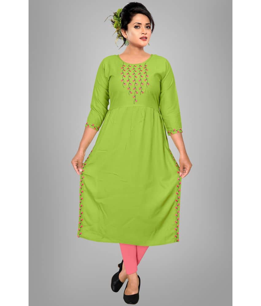 haya fashion - Green Rayon Women's Straight Kurti ( Pack of 1 ) - Kurtis, Tunics | Buy online on ZillyBuy