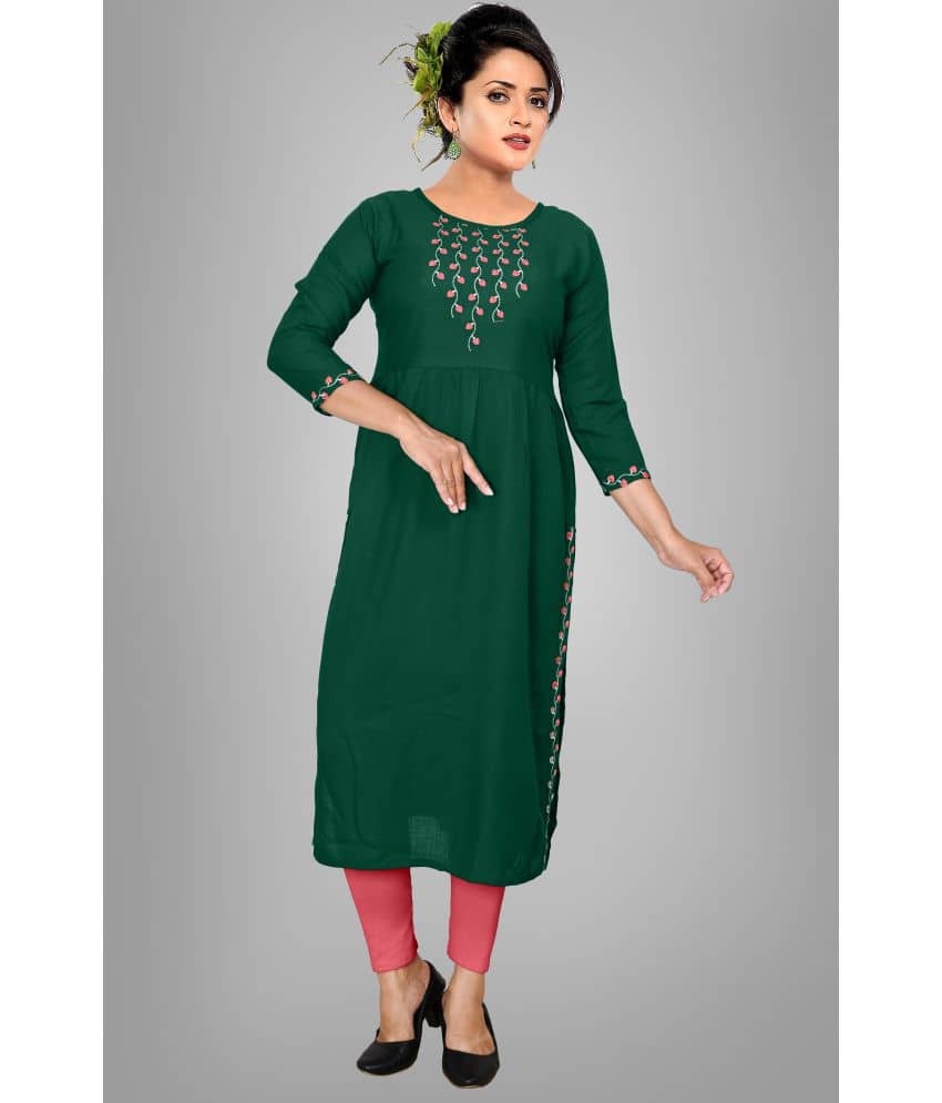 haya fashion - Green Rayon Women's Straight Kurti ( Pack of 1 ) - Kurtis, Tunics | Buy online on ZillyBuy