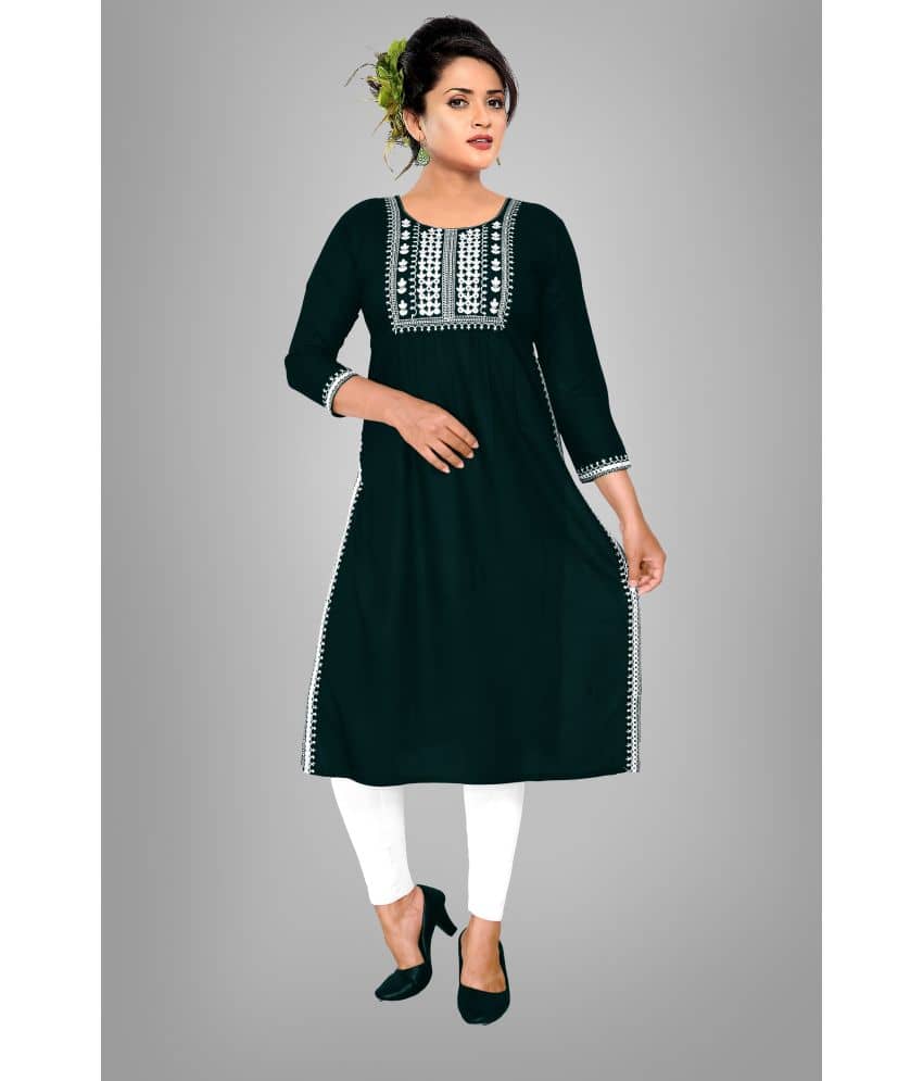 haya fashion - Green Rayon Women's Straight Kurti ( Pack of 1 ) - Kurtis, Tunics | Buy online on ZillyBuy