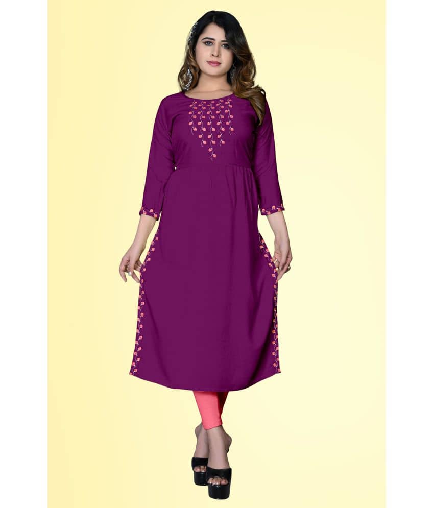 haya fashion - Magenta Rayon Women's Straight Kurti ( Pack of 1 ) - Kurtis, Tunics | Buy online on ZillyBuy