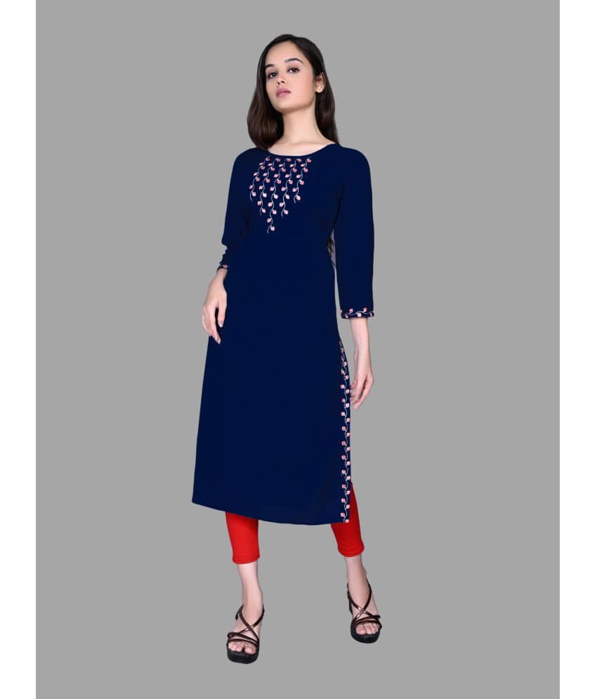 haya fashion - Navy Rayon Women's Straight Kurti ( Pack of 1 ) - Kurtis, Tunics | Buy online on ZillyBuy