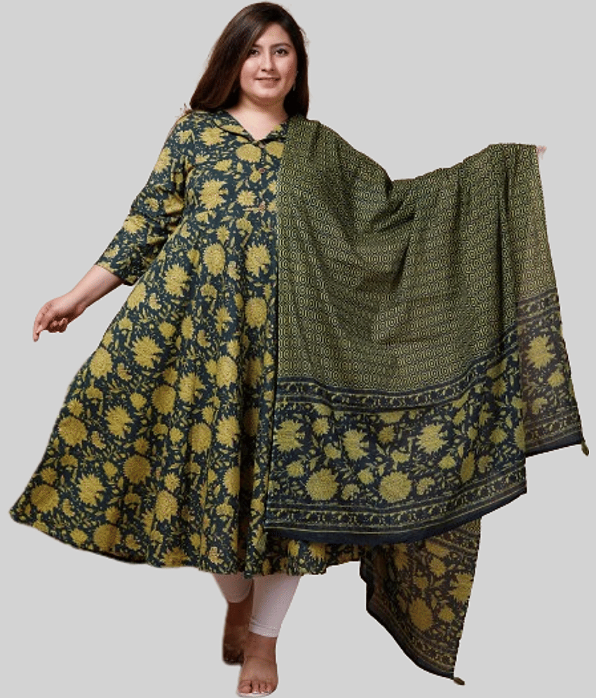 miravan - Green Cotton Women's Flared Kurti ( Pack of 1 ) - Kurtis, Tunics | Buy online on ZillyBuy