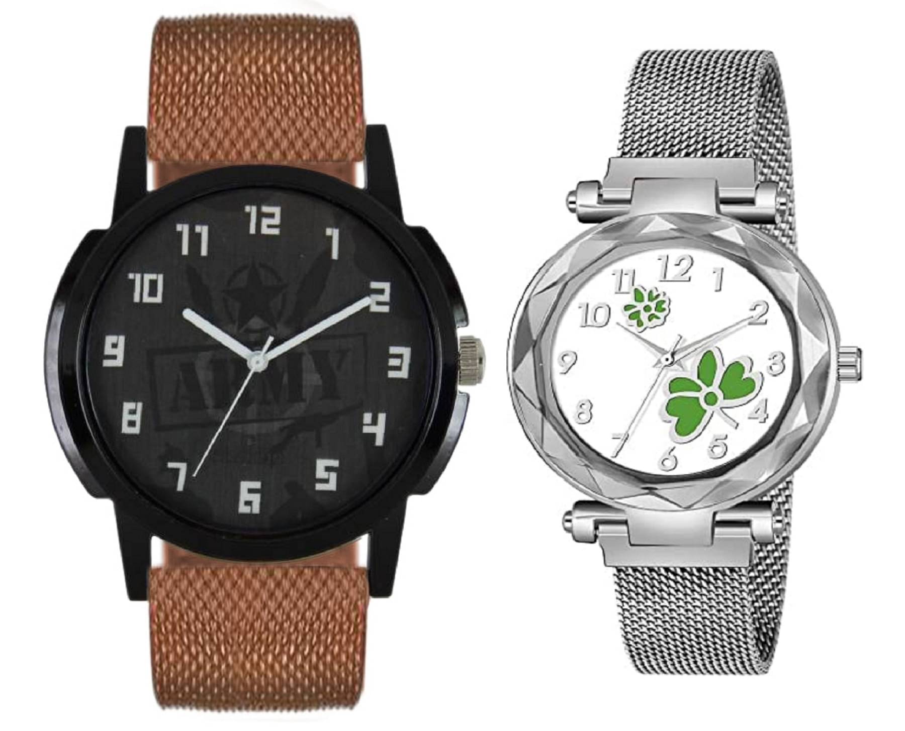     			newmen - Brown Resin Analog Couple's Watch