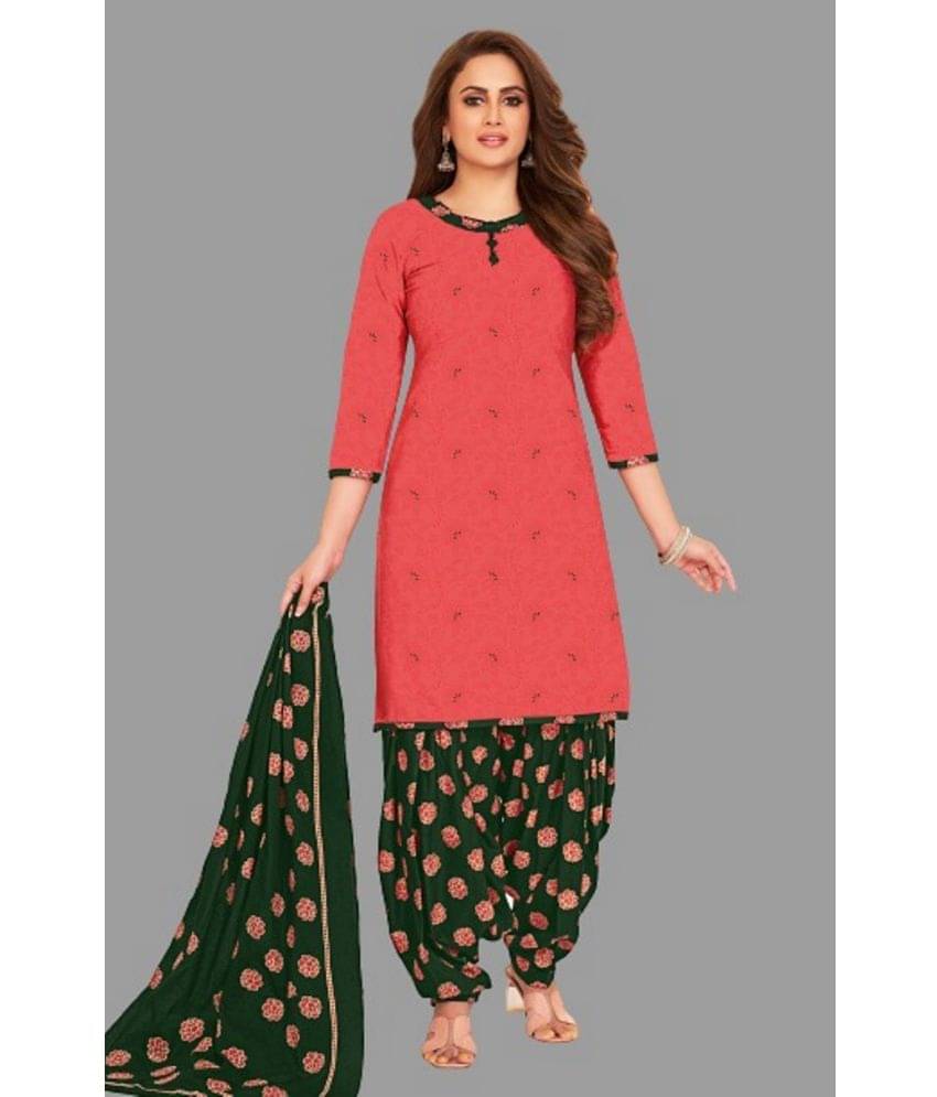 shree jeenmata collection Women Cotton Printed Straight Kurti With Patiala Salwar ( Orange )     			shree jeenmata collection Women Cotton Printed Straight Kurti With Patiala Salwar ( Orange )