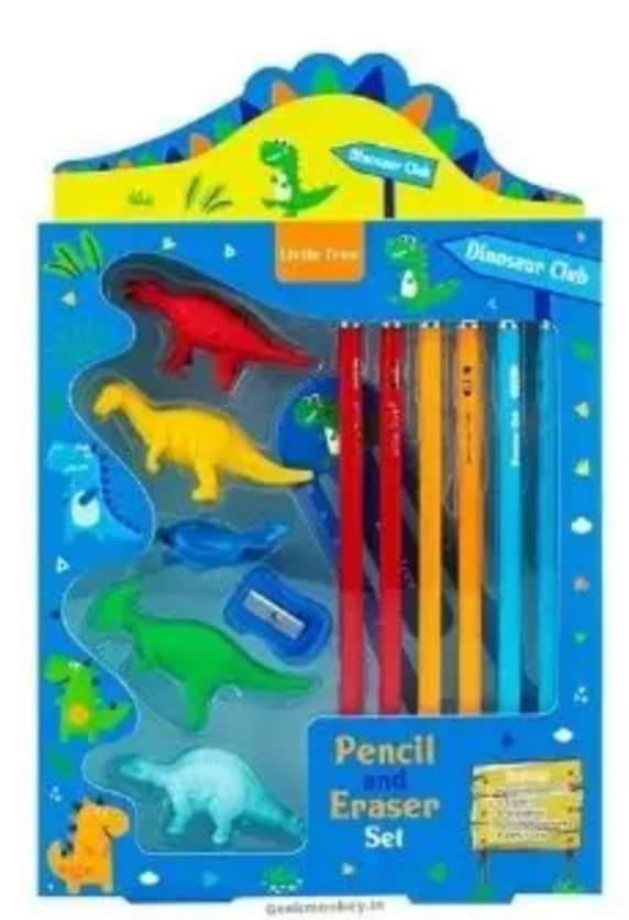 2317 YESKART -13 PC Little Tree Dinosaur Club Pencil Box set  (pack of 1), Blue)
