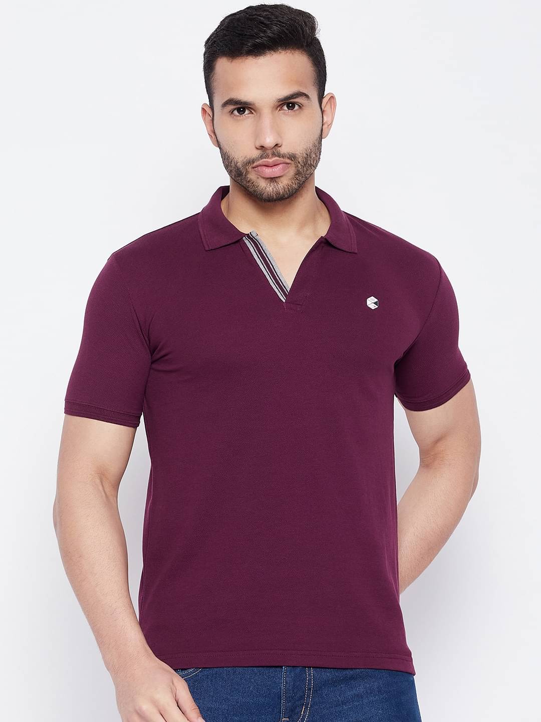    			Duke Pack of 1 Cotton Blend Slim Fit Solid Half Sleeves Men's Polo T Shirt ( Purple )