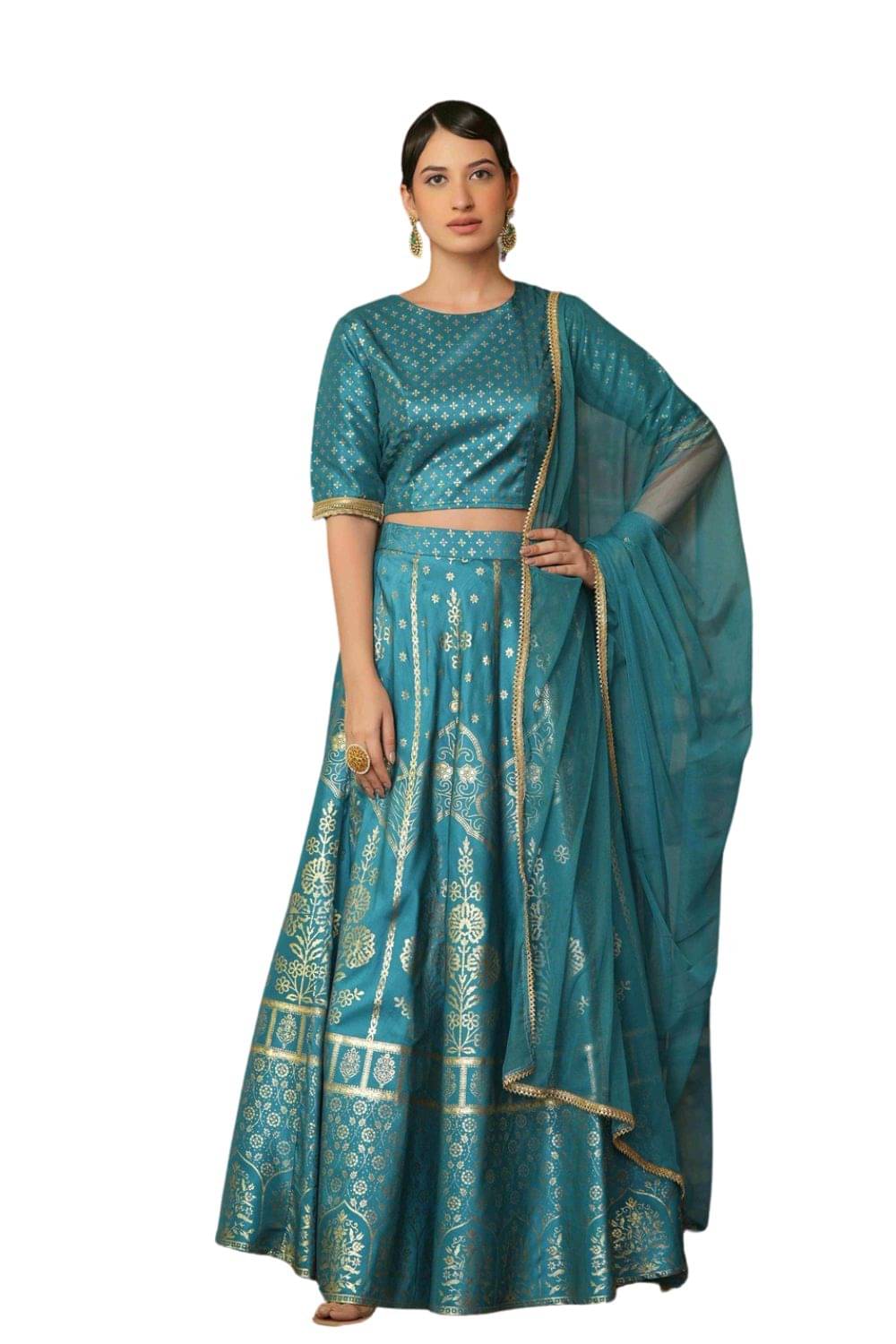 Juniper Blue Shantoon Circular Stitched Lehenga Juniper Blue Shantoon Circular Stitched Lehenga