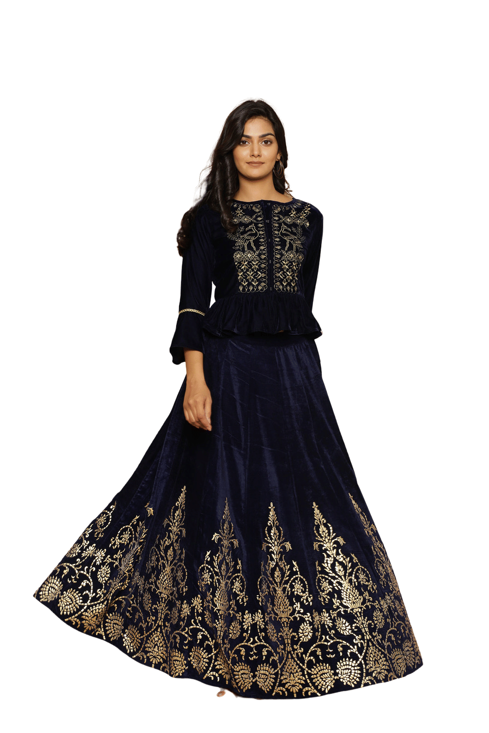 Juniper Blue Velvet Circular Stitched Lehenga Juniper Blue Velvet Circular Stitched Lehenga