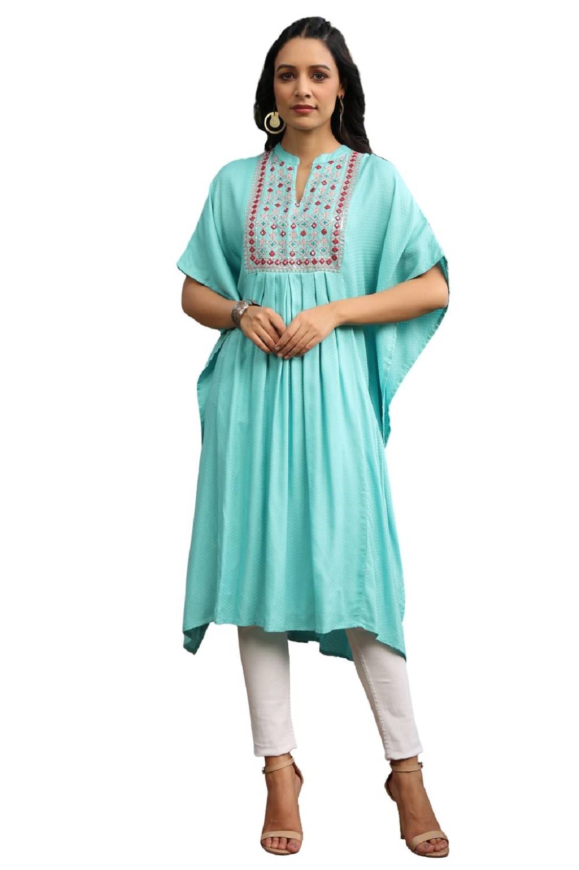     			Juniper - Light Blue Rayon Flex Women's Kaftan Kurti ( Pack of 1 )