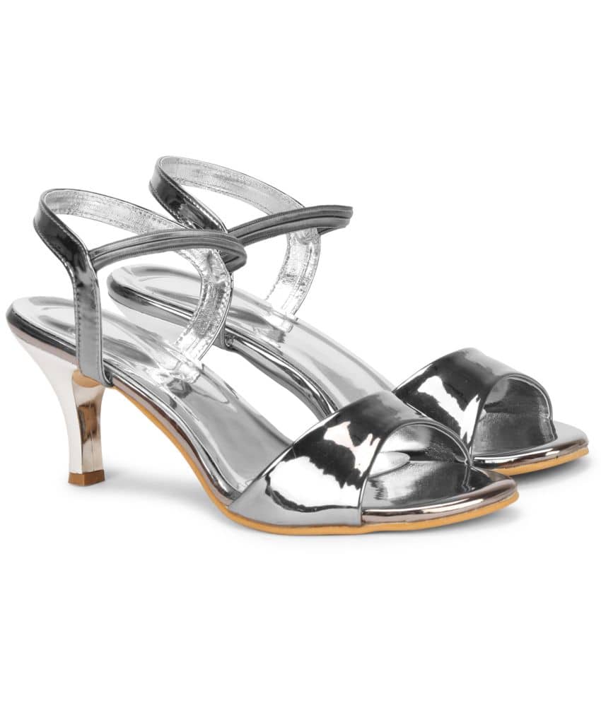 Saheb - Silver Women's Sandal Heels - Heels | Buy online on ZillyBuy